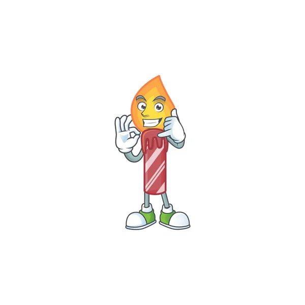 Llámame lindo rojo rayas vela mascota dibujos animados estilo — Archivo Imágenes Vectoriales