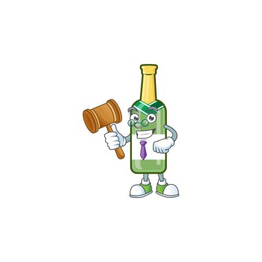 Akıllı yargıç şampanya yeşil şişe çizgi film karakteri tarzında sunulur.