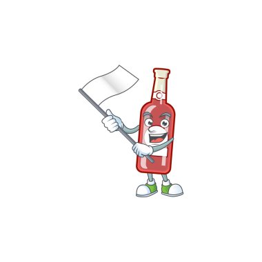 Şampanya şişesi kırmızı çizgi film karakteri tarzıyla duran sevimli bayrak.