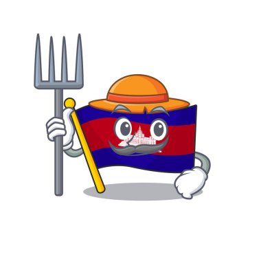 Çiftçi karakterli bayrak Kamboçya çizgi filmi