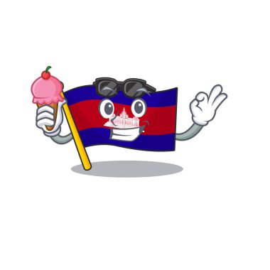 Kamboçya 'da maskotlu dondurma karikatürü.