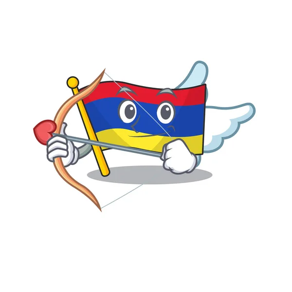 Flagga armenia tecknad med i cupid karaktär — Stock vektor
