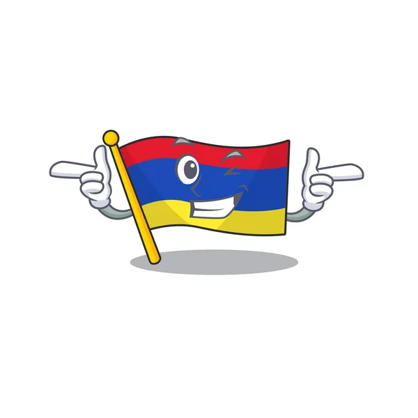 Tecknad flagga armenia isolerad i karaktär blinkning — Stock vektor