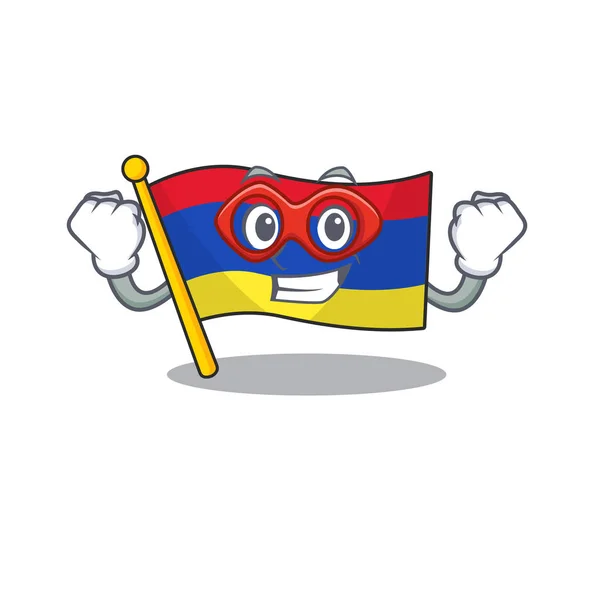 Bandera de dibujos animados armenia aislado en personaje super héroe — Archivo Imágenes Vectoriales
