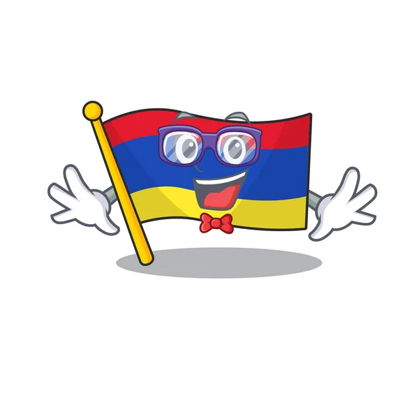 Tecknad flagga armenia isolerad i karaktär nörd — Stock vektor