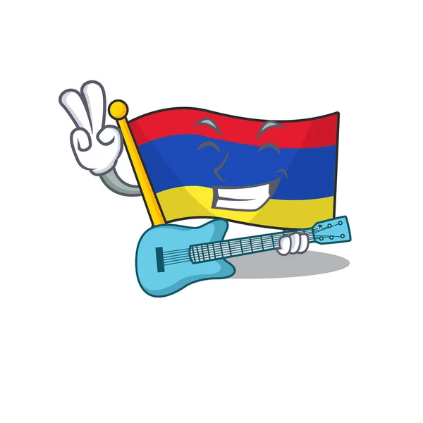 Maskottchen flag armenia mit in mit gitarrencharakter — Stockvektor