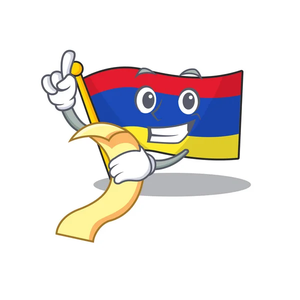 Maskottchen-Flagge Armenia mit In-Holding-Bill-Charakter — Stockvektor