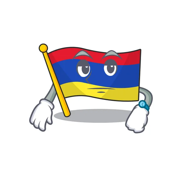 Bandera armenia de dibujos animados con carácter en espera — Vector de stock