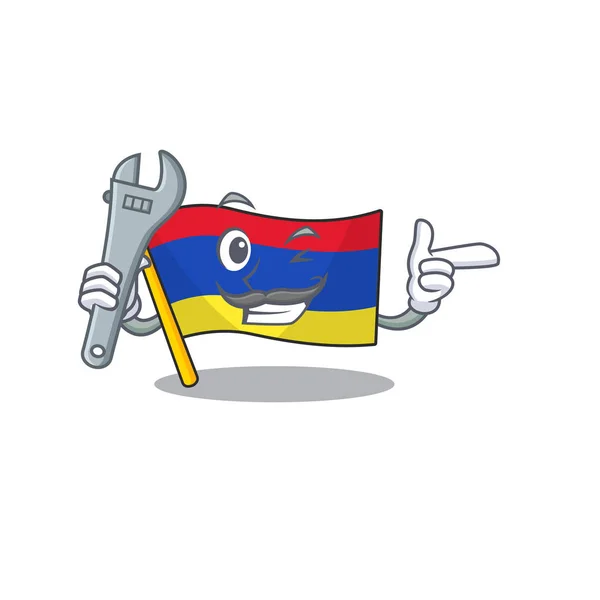 Bandera armenia de dibujos animados con carácter mecánico — Archivo Imágenes Vectoriales