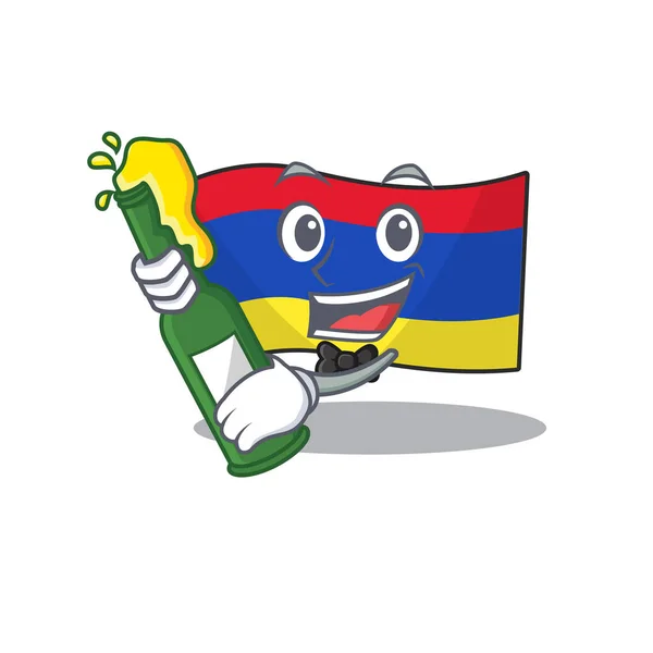 Bandera armenia dibujos animados con en traer el carácter de la cerveza — Archivo Imágenes Vectoriales