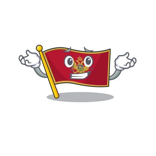 Grinning bandeira dos desenhos animados monten=in com mascote —  Vetores de Stock