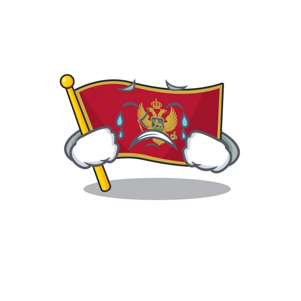Maskottchen Flagge Montenegro mit weinendem Charakter — Stockvektor