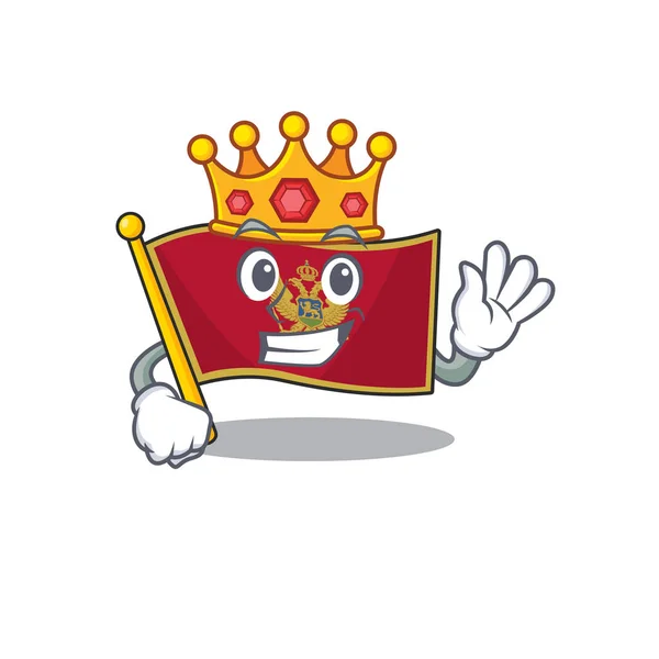 Flaga Czarnogóra kreskówka z w król charakter — Wektor stockowy