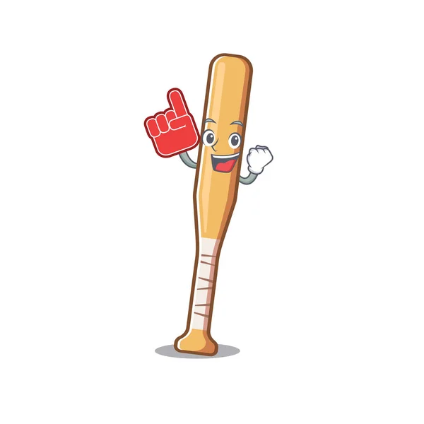 Cartoon baseball bat with the foam finger character — Stock Vector
