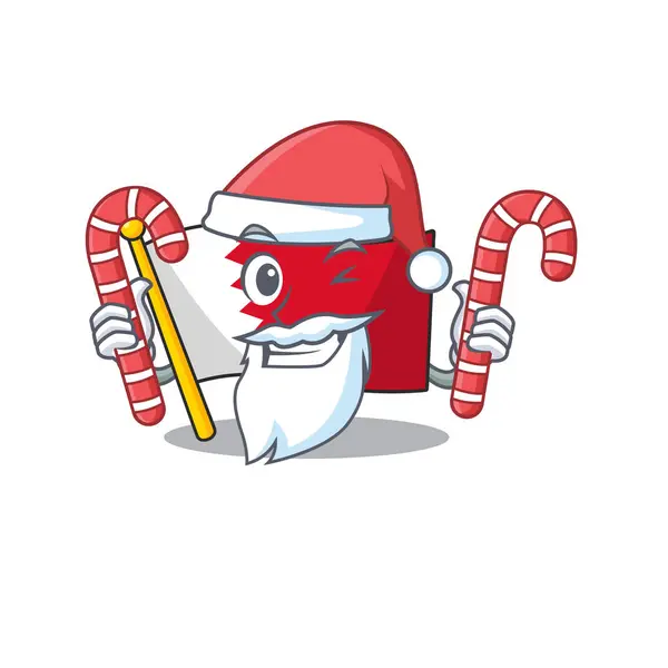 Drapeau de bande dessinée bahreïn isolé dans le caractère Père Noël apporter des bonbons — Image vectorielle