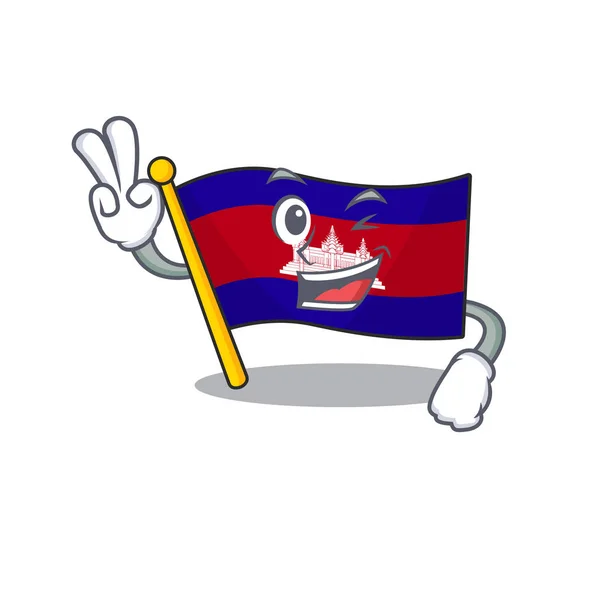 Két ujj rajzfilm zászló Kambodzsa a kabala — Stock Vector