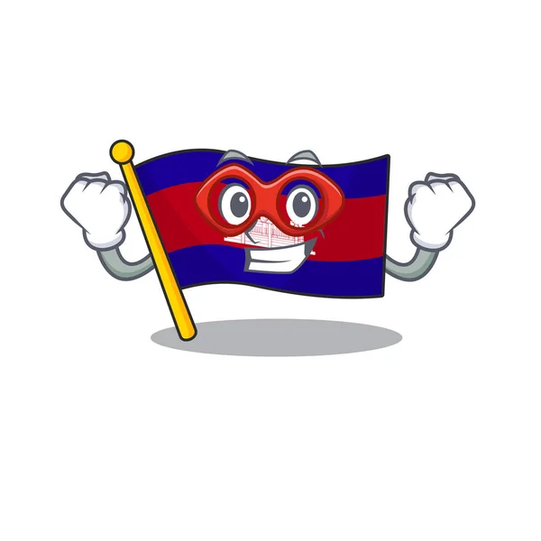 Szuper hős rajzfilm zászló Kambodzsa a kabala — Stock Vector