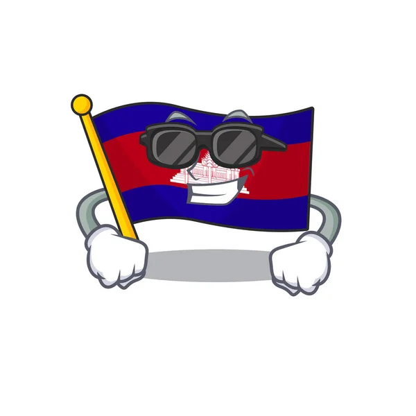 Super cool tecknad flagga cambodia i med maskot — Stock vektor