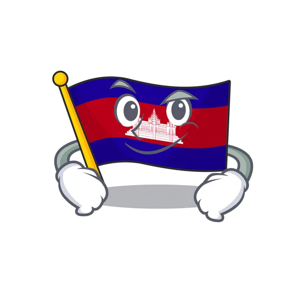 Smirking bandeira dos desenhos animados cambodia com mascote — Vetor de Stock