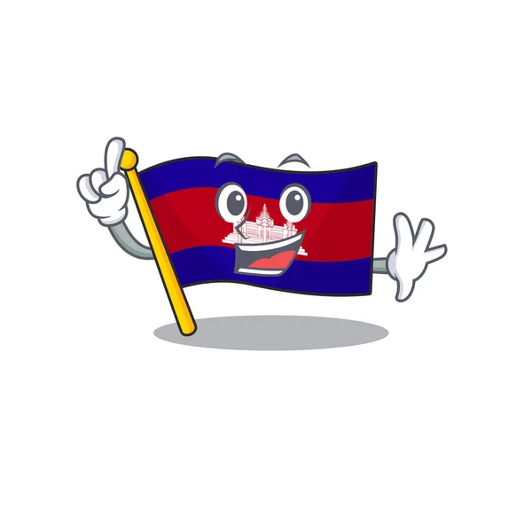 Cambodia bandera de la mascota con en el dedo de carácter — Vector de stock