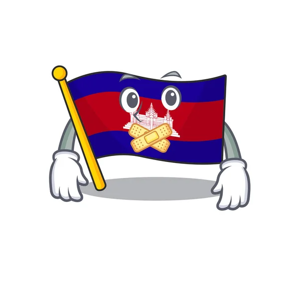 Mascotte vlag cambodia met karakter stil — Stockvector