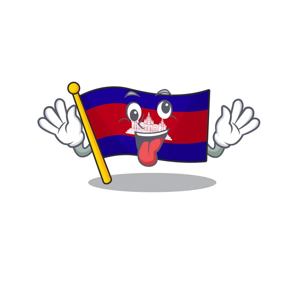 Cambodia bandera de la mascota con carácter traer regalo — Vector de stock