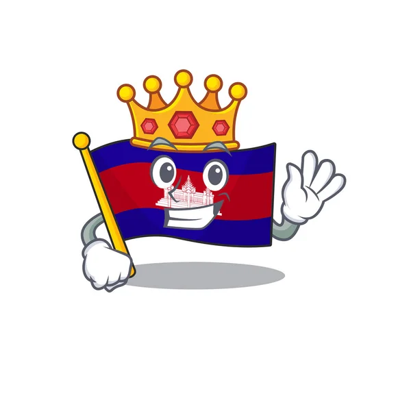 Maskotflagga cambodia med karaktär kung — Stock vektor