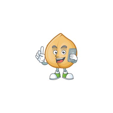 Telefonda konuşan bir nohut çizgi film stili.