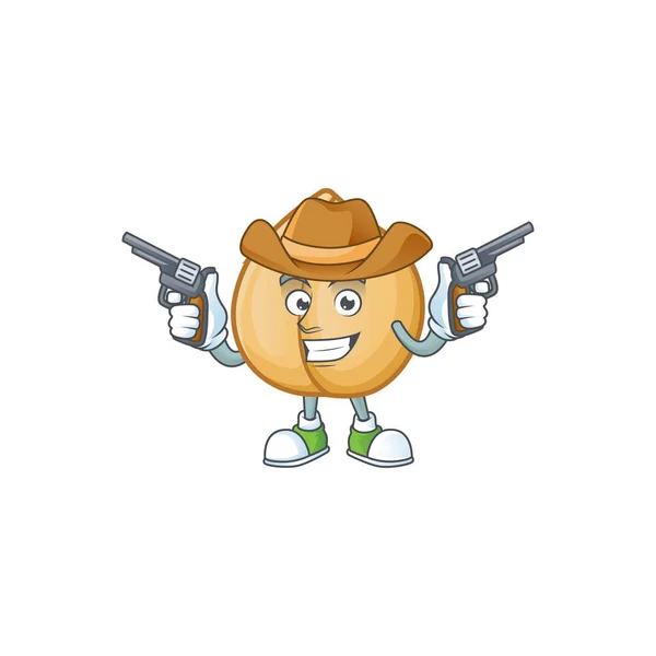 Chickpeas cartoon character as a Cowboy holding guns — Stock Vector