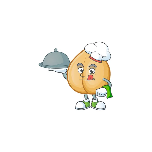 Tersenyum chickpeas sebagai Chef dengan desain gaya kartun makanan - Stok Vektor