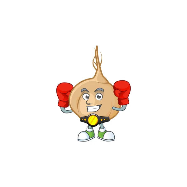 Grappig boksen jicama cartoon karakter design stijl — Stockvector