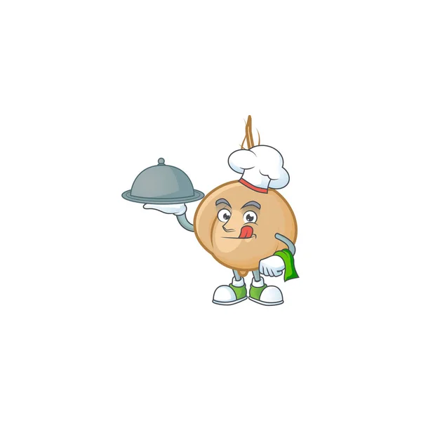 Sonriente jicama como un chef con diseño de estilo de dibujos animados de alimentos — Vector de stock