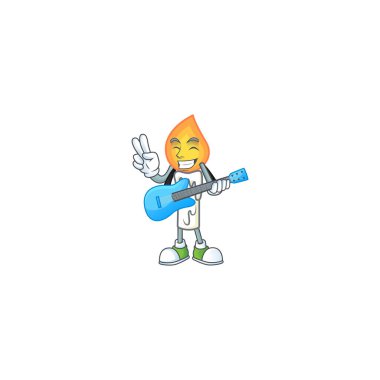 Hoş ve havalı beyaz mum, gitarlı çizgi film karakteri performansı