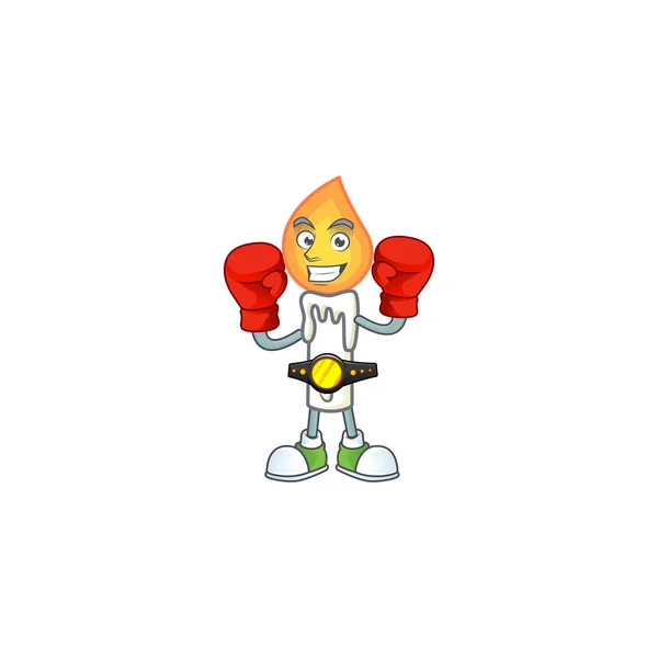 Cara engraçada Boxe vela branca desenho animado personagem — Vetor de Stock
