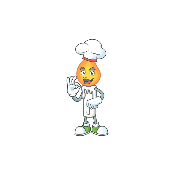 Smiley Face chef personaggio candela bianca con cappello bianco — Vettoriale Stock