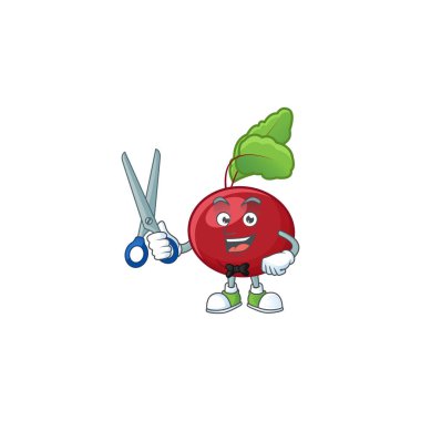 Gülen berber kırmızı pancar yeşili maskot karakter tasarımı