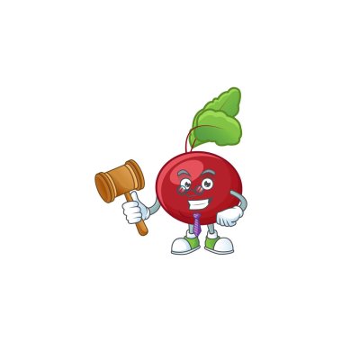 Profesyonel bir yargıç, çizgi film karakter tasarımında sunulan kırmızı pancar yeşillikleri.