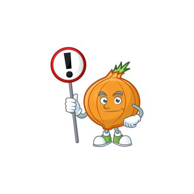 Arpacık soğanının çizgi film maskotu eline işaret getir.