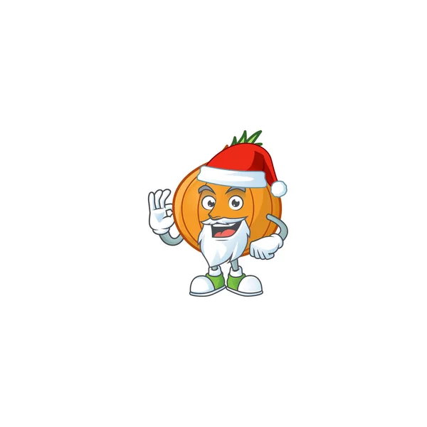 Szczęśliwy szalotka w Santa kostium maskotka stylu — Wektor stockowy