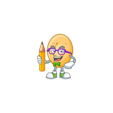 Havalı zeki öğrenci patates maskotu.