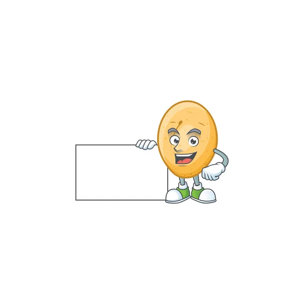 Personagem de desenho animado de batata bonito com uma placa — Vetor de Stock
