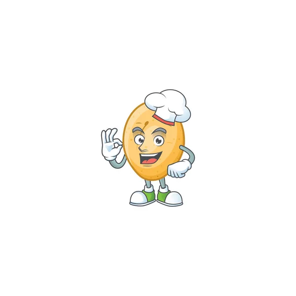 Cara sonriente chef personaje de papa con sombrero blanco — Vector de stock