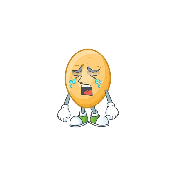 伤心哭泣的姿态土豆卡通人物风格 — 图库矢量图片