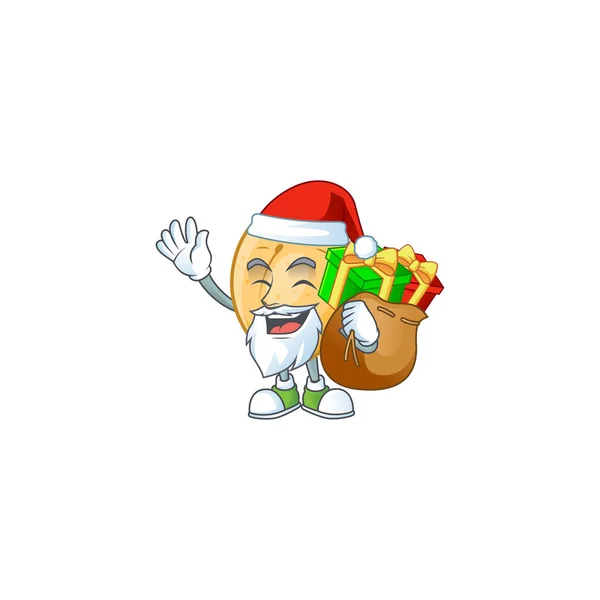 Père Noël avec sac cadeau pomme de terre Cartoon design — Image vectorielle