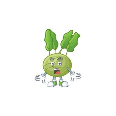 Karikatür maskot tasarımında sürpriz kohlrab hareketi