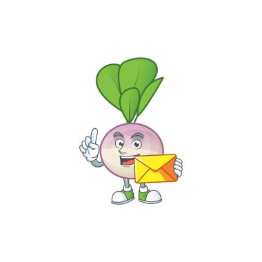 Neşeli bir şalgam maskot çizgi filmi