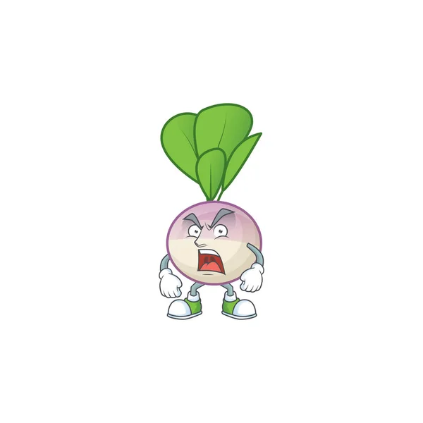 Angry face of turnip cartoon character style — Stock Vector