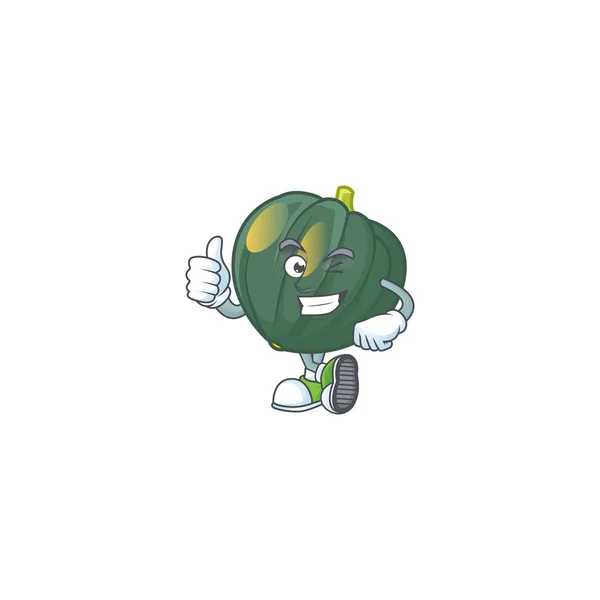 Cartoon character of acorn squash making Thumbs up gesture — Stock Vector