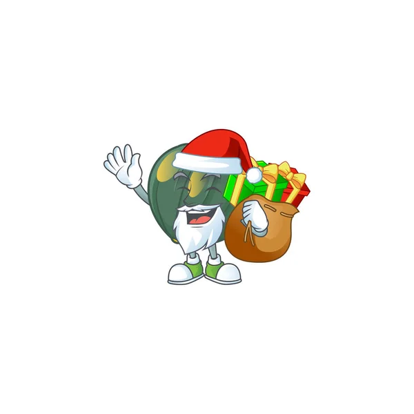 Babbo Natale con sacchetto regalo zucca ghianda Cartoon design — Vettoriale Stock