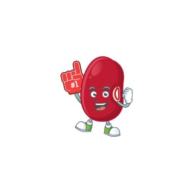 Köpük parmaklı komik adzuki fasulye maskot tarzı.